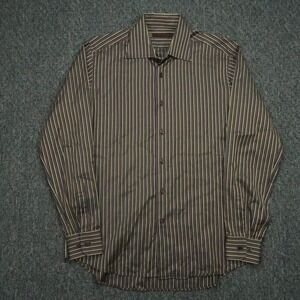 Etro Shirt Mens Medium 41 Gold Purple Striped Long‎ Sleeve Button Up Italy